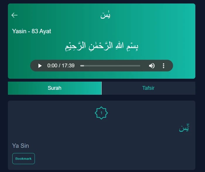 Tampilan surat Yaasin